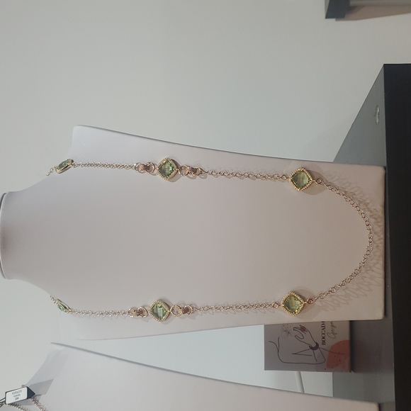 Boccadamo Italy Long Necklace in bronze yellow gold plated with crystals - Picture 2 of 8